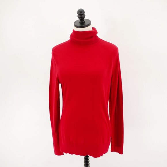 Chaps‎ Red Ribbed Cotton Roll Neck Sweater Medium - Picture 1 of 11